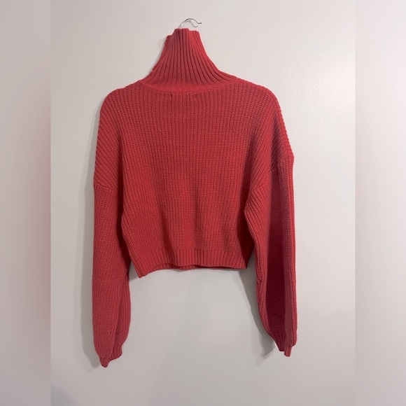 ZAFUL sz Lg Long Sleeve Pullover Cropped Mock Neck Oversized Ribbed Sweater - Picture 9 of 9